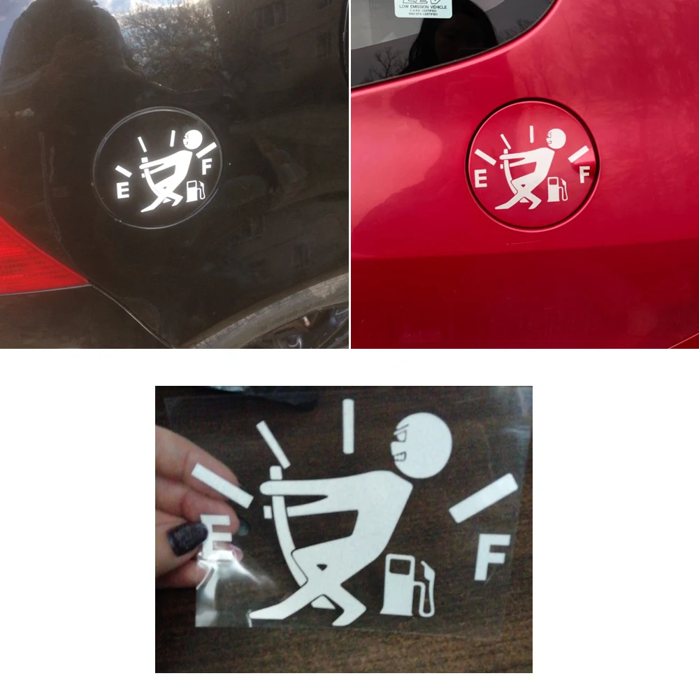Car Stickers ABS Car Stickers High Gas Consumption Funny Decal Fuel Gage Empty Stickers Scratch Paste Fuel Tank Cap