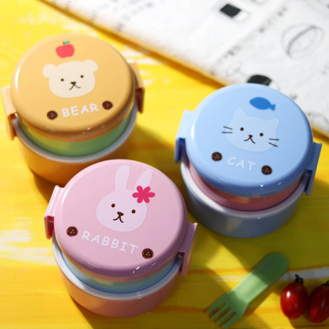 540ml Lunch Box Japanese Double-layer Round Mini Bento Box