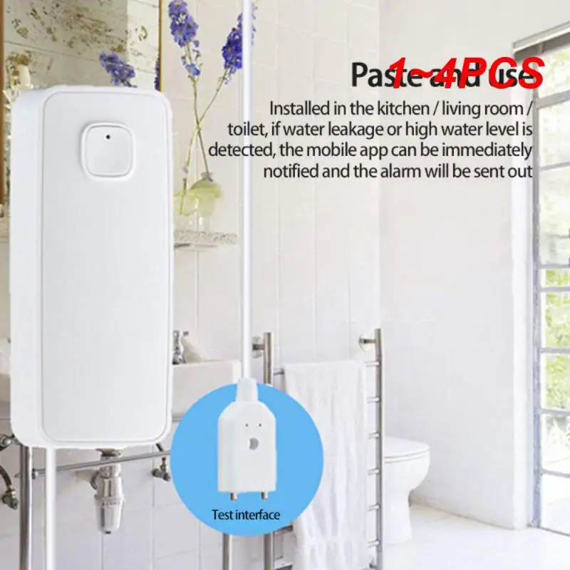

1~4PCS Tuya WIFI Water Leak Sensor Detector Alarm Water Leakage Alarm Independent Flood Alert Overflow Security Alarm System
