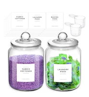 2L Clear Glass Laundry Jar Set Cookie Jar Clear Glass Laundry Detergent Jar With Lid With Spoon 1