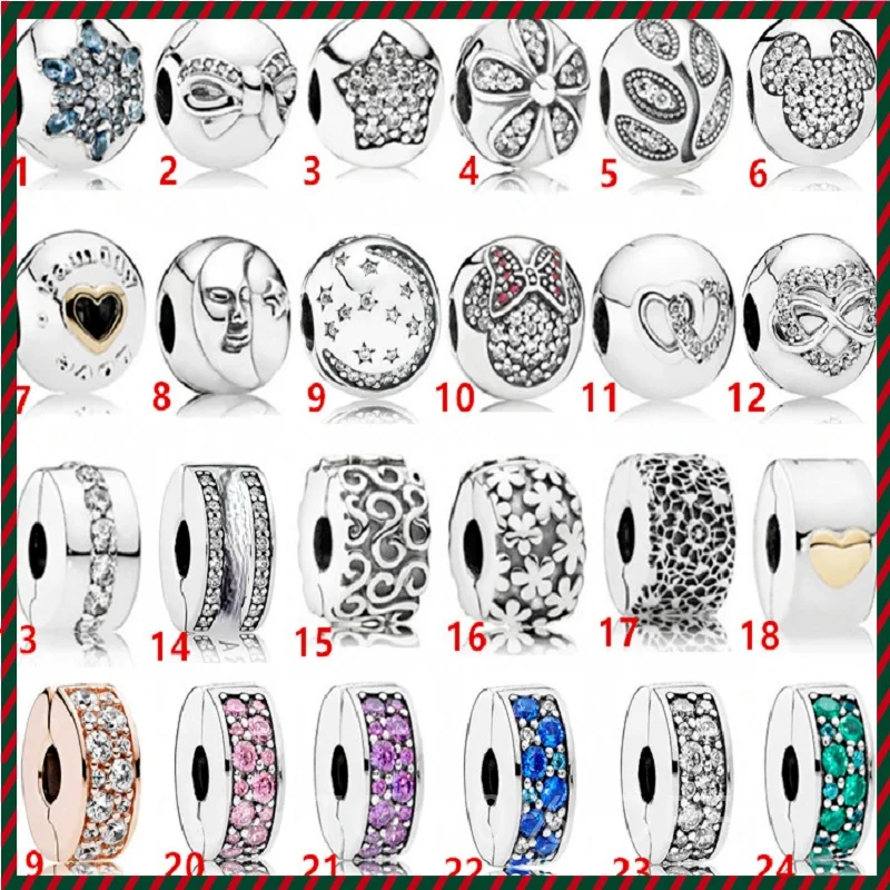 925 Sterling Silver Positioning Buckle Clip Rose Gold Charms Fit Original Pandora Bracelet for Women Jewelry Making | Украшения и