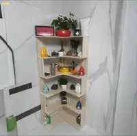 Solid wood corner bookshelf rack floor home living room corner multi-layer storage simple storage cabinet 3