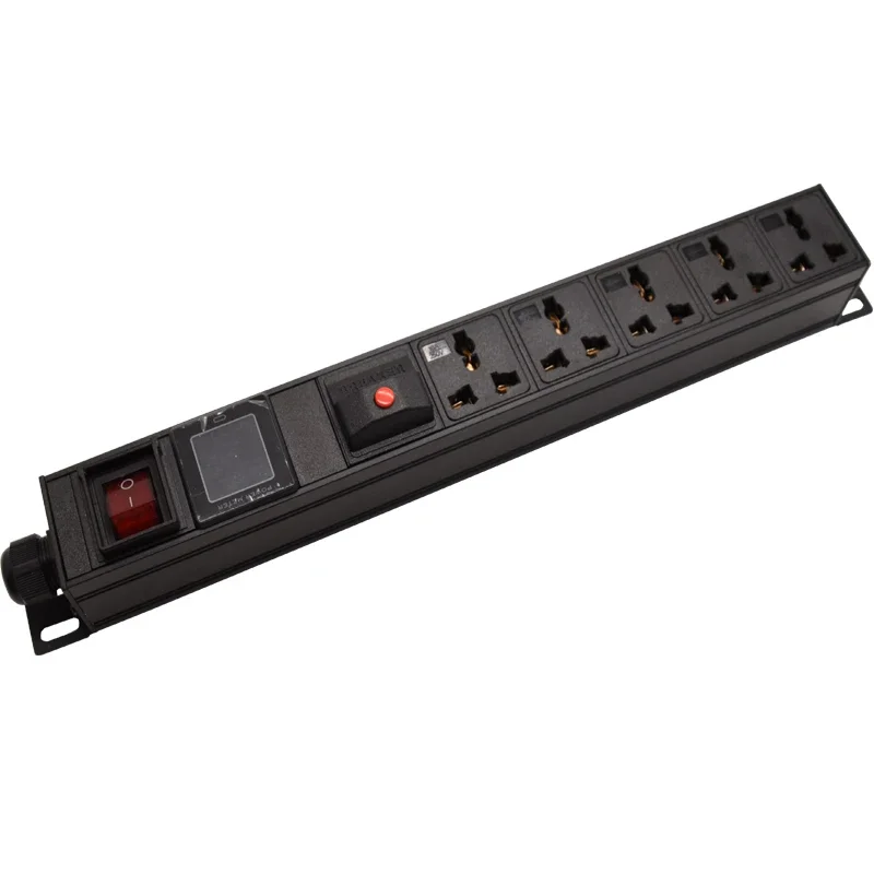 

PDU Power Strip Distribution Unit Cabinet 5 Way AC Universal Socket Overload Break Switch Ammeter configuration 2m Cord