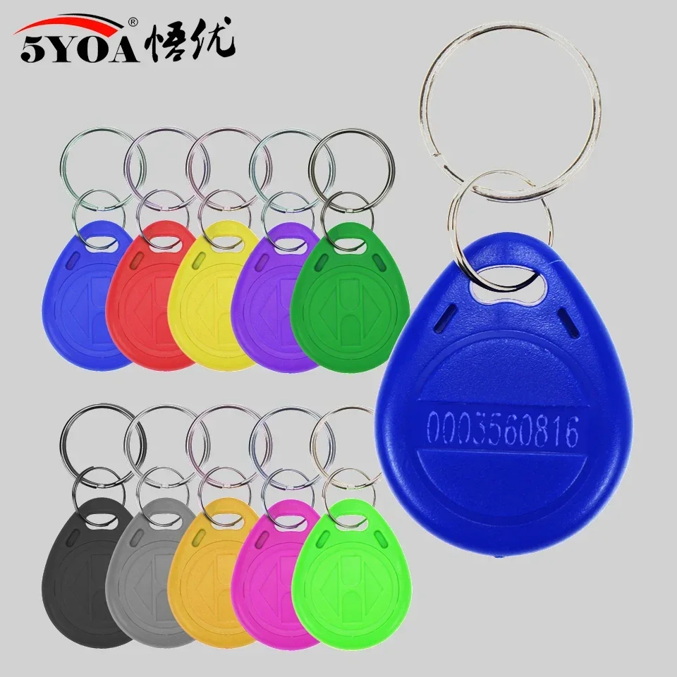 100pcs Color RFID 125KHz Proximity Keyfobs for Access Control & Time Attendance