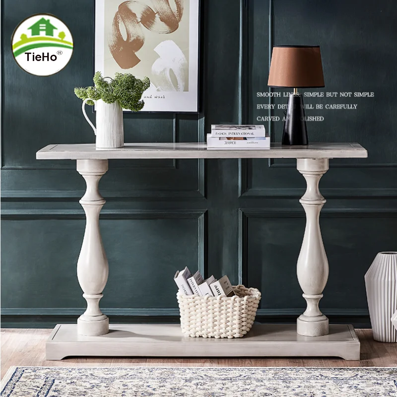 American Vintage Luxury Solid Wood Console Table Retro Decor Living