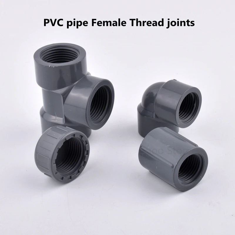 

1PC 20mm,25mm,32mm,40mm,50mm,63mm PVC Pipe Female Thread Direct Elbow Tee Ways End Plug Aquarium Garden Irrigation Connector