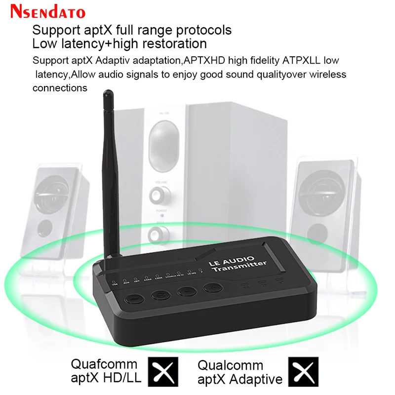 Wireless Bluetooth-Compatible V5.3 LE Audio Music Transmitter Adapter With Aptx lossless Auracast LC3 for TV 3084 headphons Game