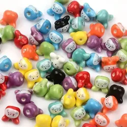 10Pcs 12mm DIY Crafts Cartoon Animals Loose Beads Colorful Chinchillas Ceramic Beads Animal Cute Rabbit Ceramic Beads