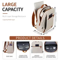 Fashionable and Simple Large-Capacity Backpack Daily Commuting Office Computer Bag - Image 3