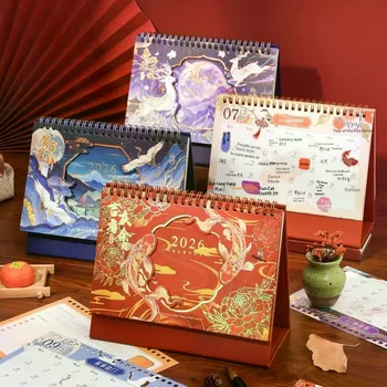 2026 Nuovo calendario da tavolo Retro cinese Calendario da tavolo di grandi dimensioni Lista annuale delle cose da fare Calendario mensile giornaliero Pianificatore Gestione del tempo