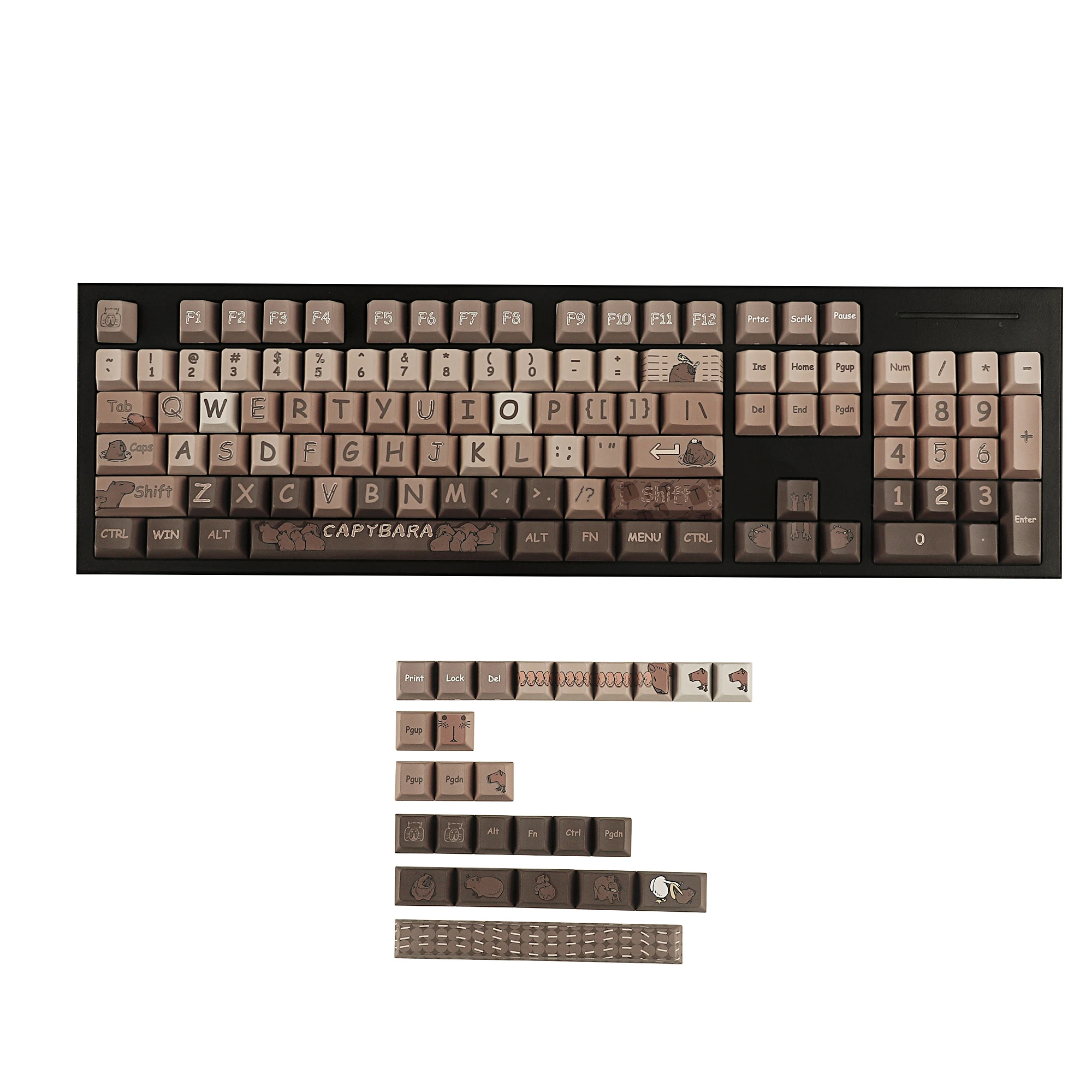 Ymdk-cherry Perfil Keycap Lados sobre Tintura Sub Grosso Pbt Café Keycap para mx Teclado Mecânico 61 68 84 87 96 104 108
