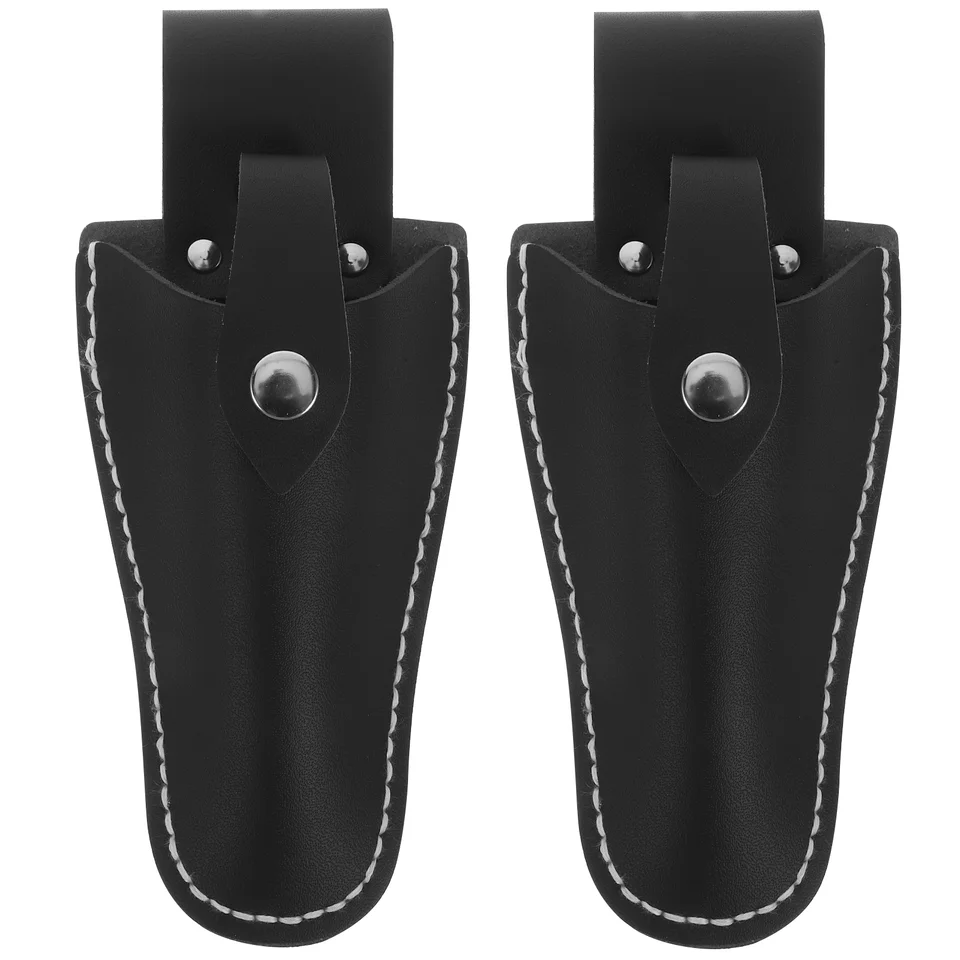2-Pack Leather Pruner Holsters - Durable Garden Tool Sheath With Snap Closure