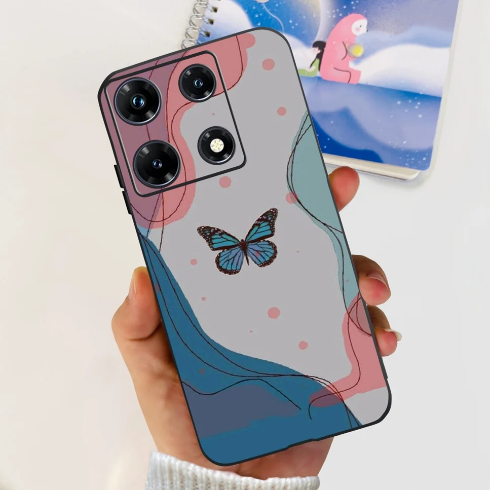 Black Silicone Cute Cat & Flower Design Soft TPU Back Cover Case