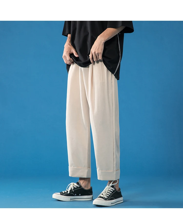 casual joggers Summer Thin Casual Pants Men Fashion Breathable Straight Pants Men Streetwear Solid Color Ice Silk Pants Mens Trousers M-5XL casual khaki pants