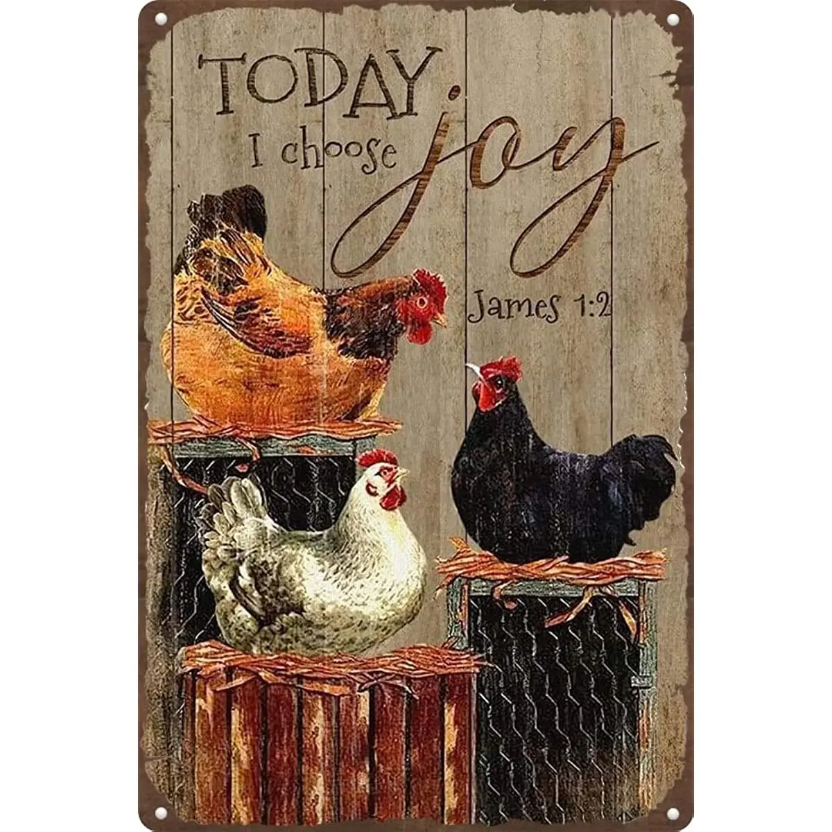 Demiy Poster In Metallo Con Razze Di Polli - Targa 40,6x30,5 Cm Con Scritta Divertente 'Warn' - Decorazione Vintage Per Fattoria, Casa, Bar, Stile Retrò