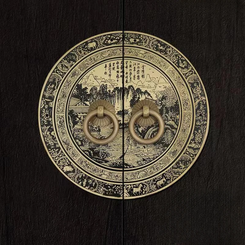 Cabo de Cobre Chinês Antigo Antiquado Gabinete Guarda-roupa Porta Latão Retro Redondo Aldrava Alças para Móveis