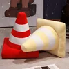 Simulation Traffic Cone Plush Pillow Creative Roadblock Stuffed Early Education Toys Cushion Doll Kids Boys Road Game Gift 1