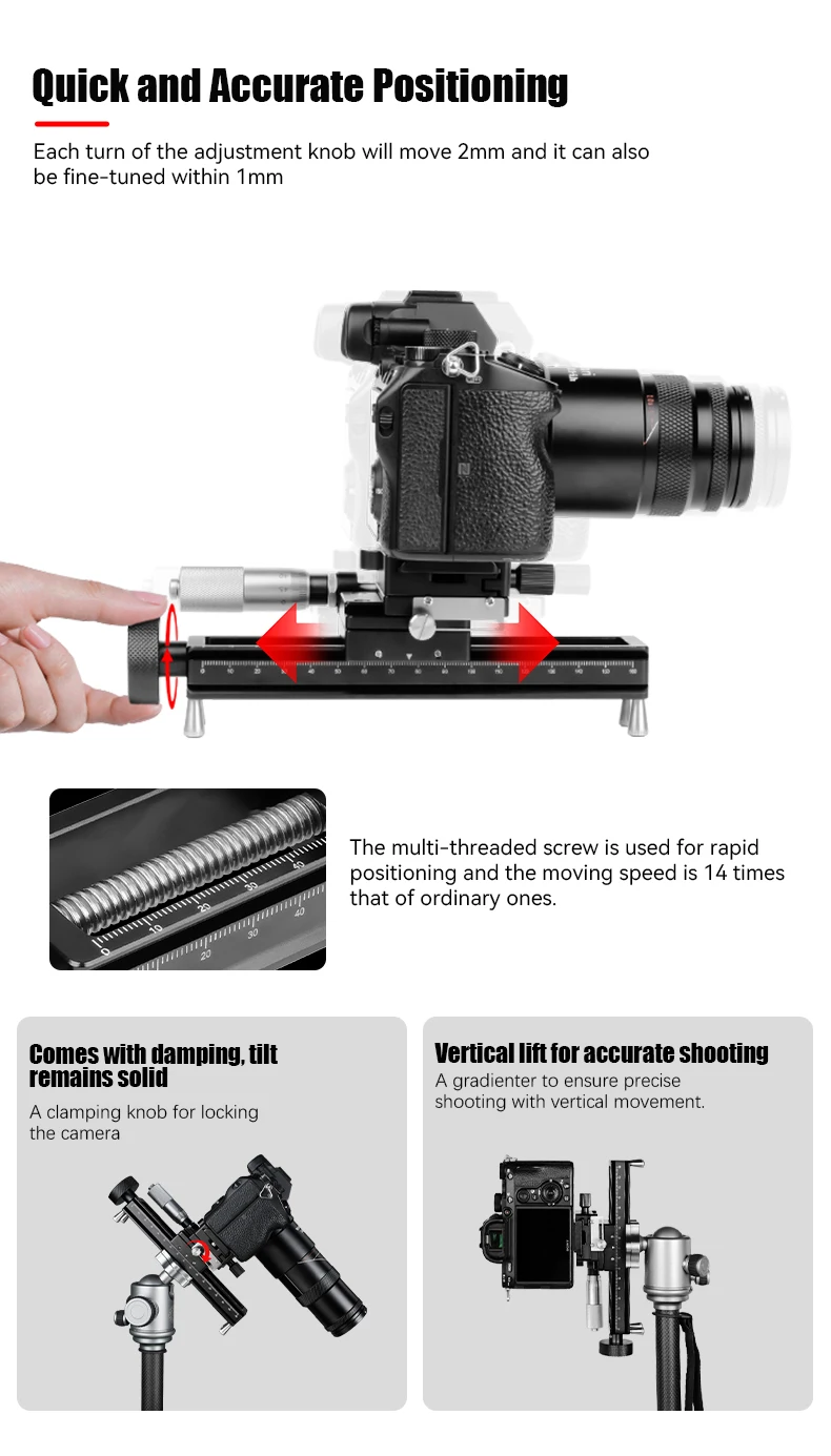 AH-MAG170 170mm Manual Macro Photography Rail Slider With 1/4 Screws Quick Relea