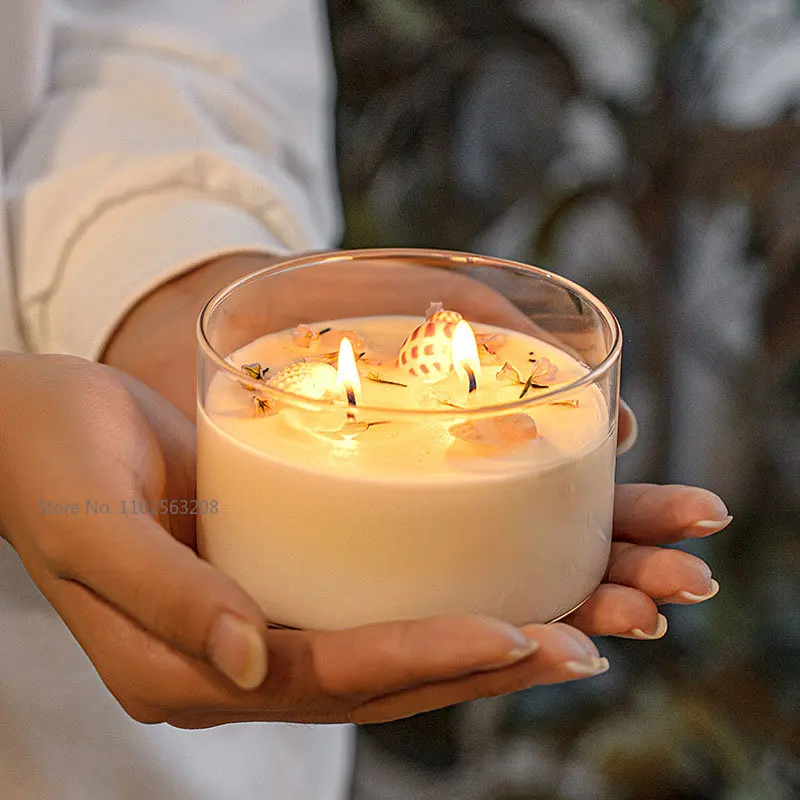 Creative Round Diy Candle Empty Cups Heat Resistant Clear Bottle Glass