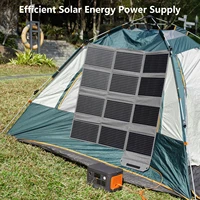 Panneau solaire pliable MHPOWOS 120W avec sorties USB-C/DC, chargeur de batterie portable pour camping en plein air, étanche. 6