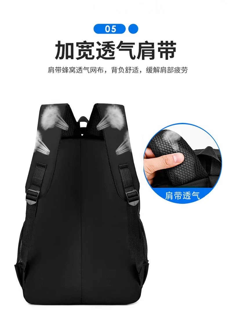 Farbblock-Rucksack mit großer Kapazität, Reise-Laptop-Rucksack, Business-Männer, lässige Mode, High School, doppelte Umhängetaschen – Detail 7