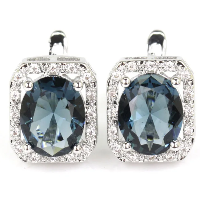 Customized 925 SOLID STERLING SILVER  Earrings Violet Tanzanite Citrine London Blue Blood Ruby Aquamarine Tourmaline White CZ La