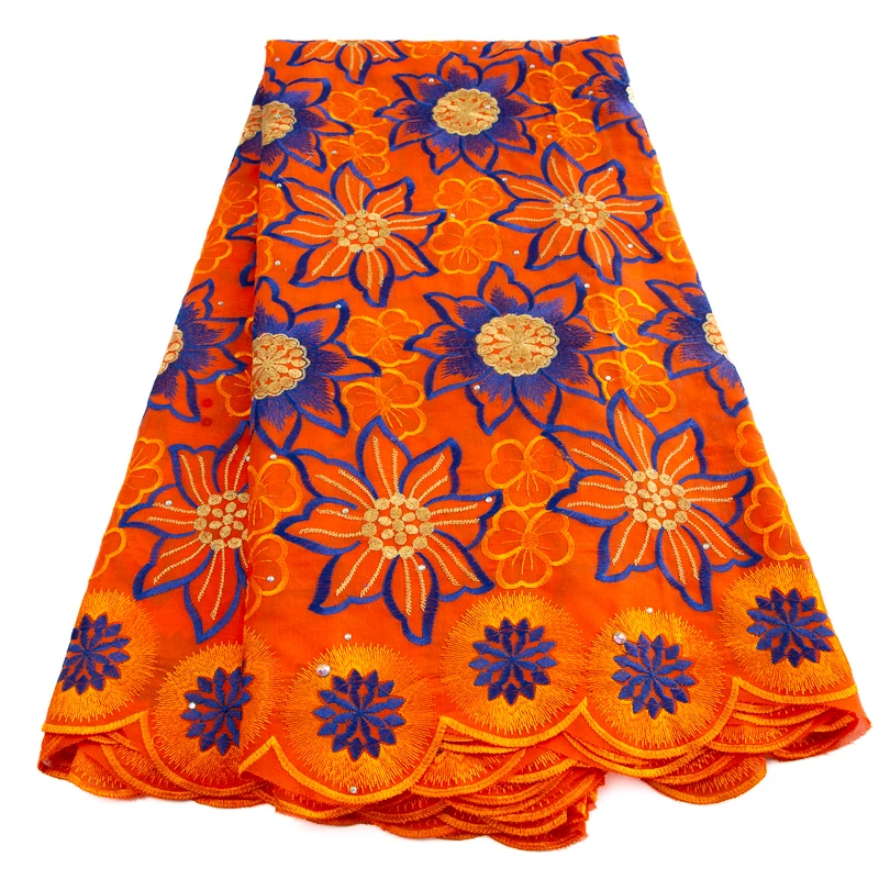 

African Embroidered Lace Fabric High Quality Swiss Voile Lace In Switzerland With Stones for Women Christmas Dresses Sew A3543