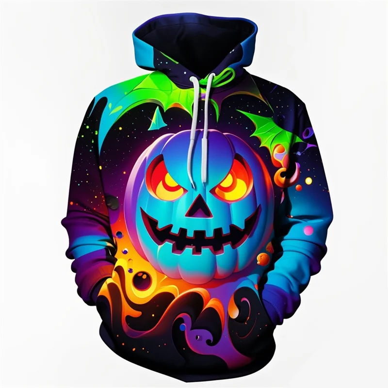 thumbnail image 1 of Sudadera con capucha con estampado de calabaza de moda de Halloween para hombre, divertida sudadera informal de manga larga con estampado 3D, jersey de gran tamaño con capucha, 1 of 5