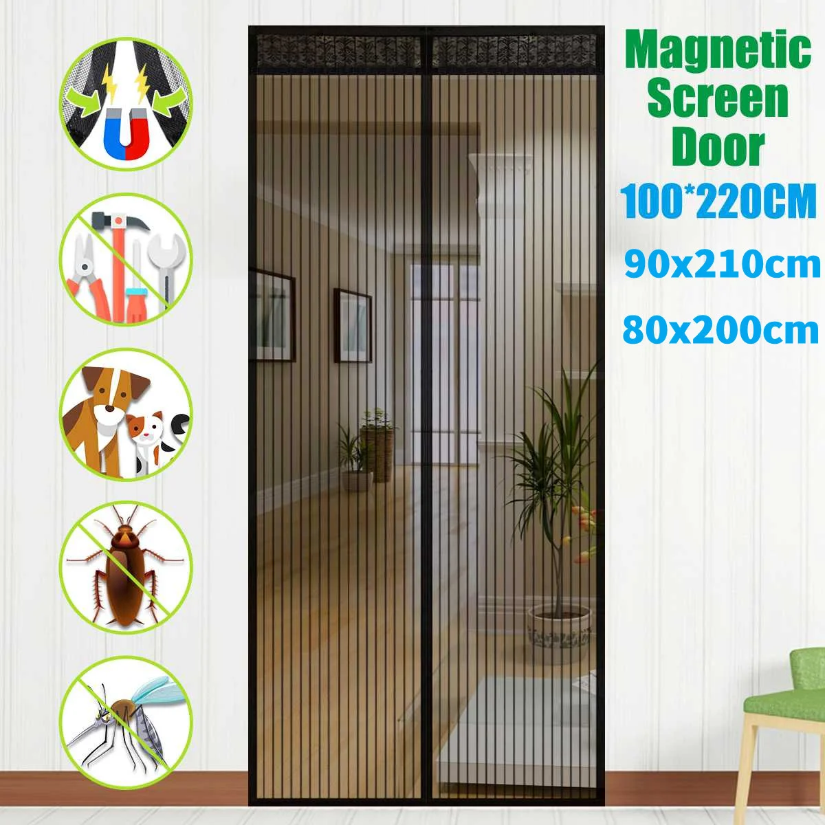 LYCXAMES Mosquitera Puerta Ventana, Mosquitera Magnética Cortina Anti Mosca  Insecto, Mosquitera Magnética Autocierre Tira Adhesiva Malla