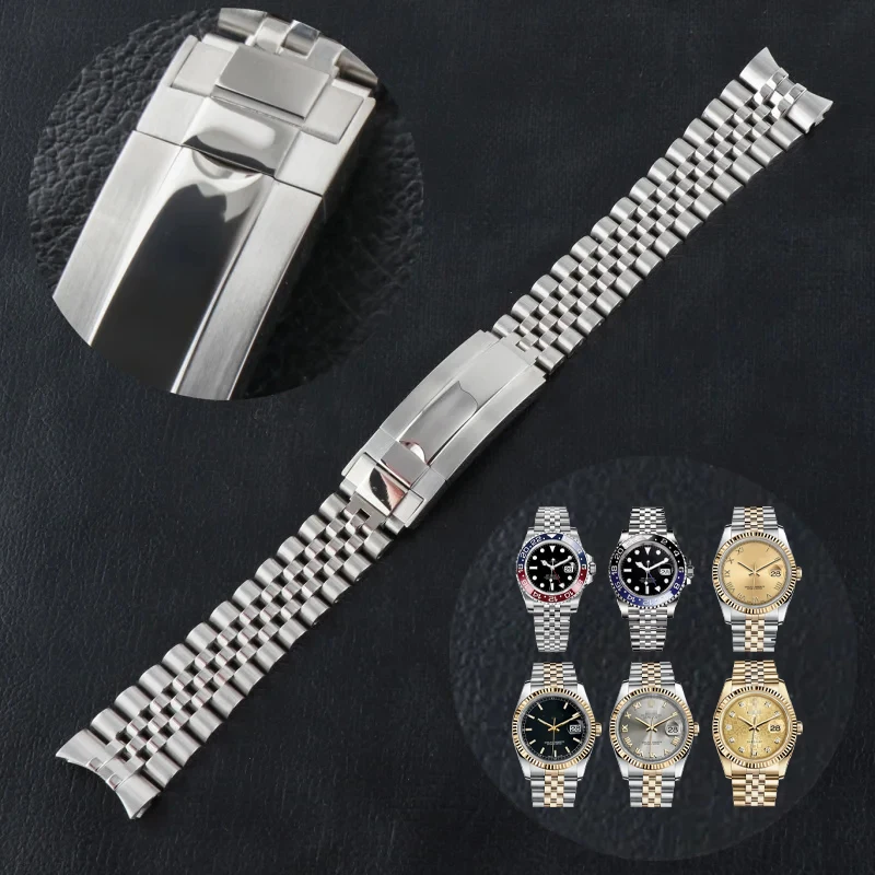 

Jubilee Watchband Strap 2021 Men's 20mm 316L Stainless Steel Bracelet Silver Glide-Lock Buckle for 40mm Sub Watch Case