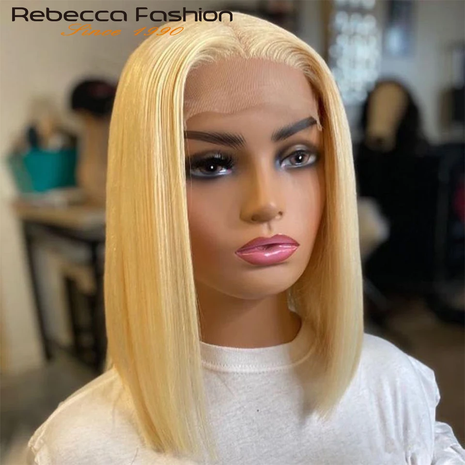 13X4 12" 613 Straight Frontal Bob Lace Wigs Pre Plucked Transparent Human Hair Wigs Wear Go Brazilian Straight Lace Front