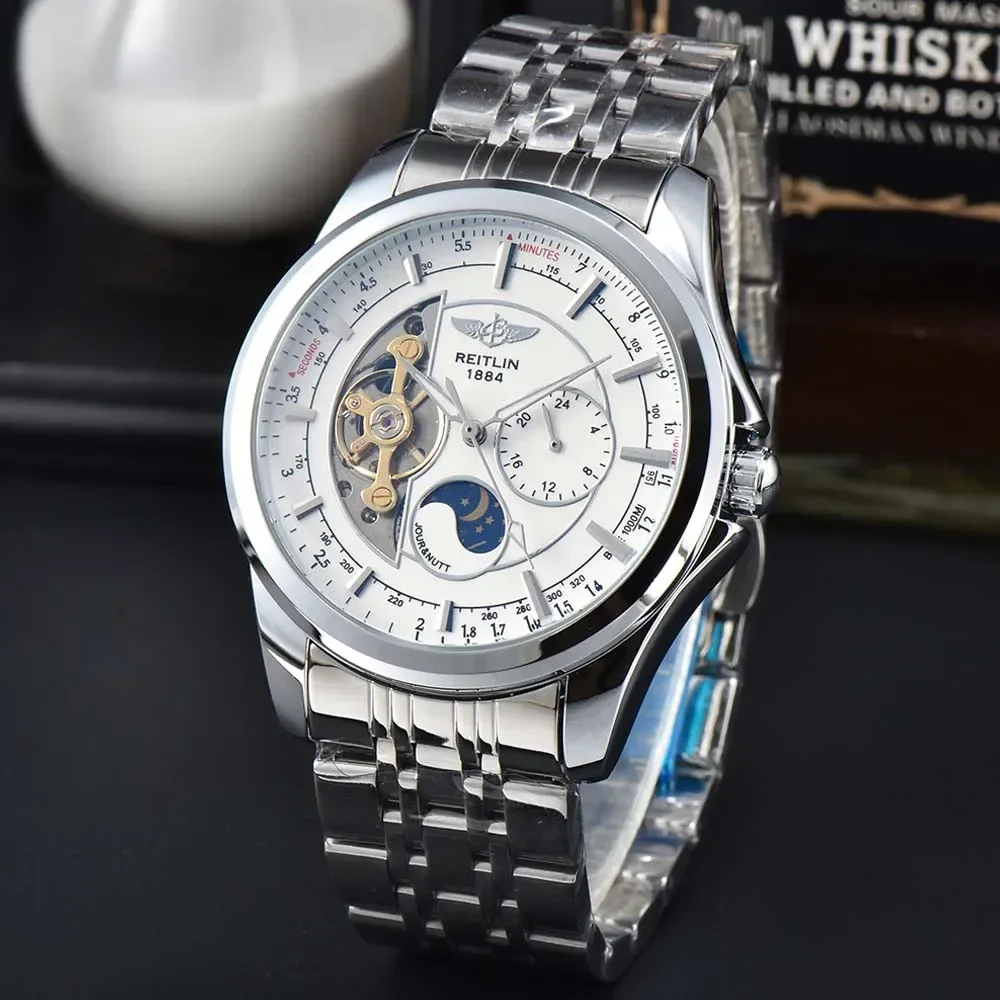 

Лучшие часы AAA Breitling для мужчин полностью из нержавеющей стали турбийон автоматические механические часы Высокое качество луна фазы AAA часы