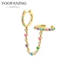 YUXINTOME 1 PC 925 en argent Sterling aiguille d'oreille coloré Zircon chaîne gland boucles d'oreilles pour les femmes deux trous boucle d'oreille bijoux A45