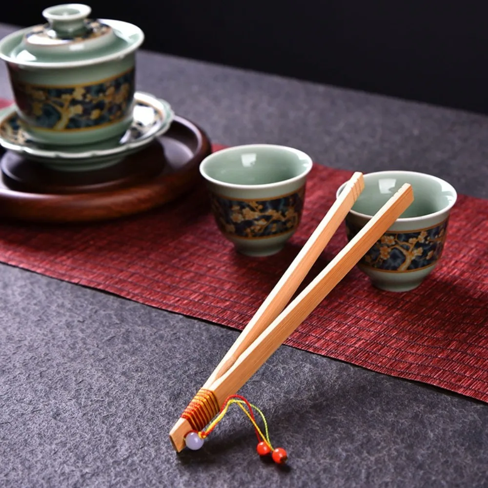 New Bamboo Wood Tea Clips Safe Durable Tea Utensil Tweezer 18cm Salad Clip for Bacon Sugar