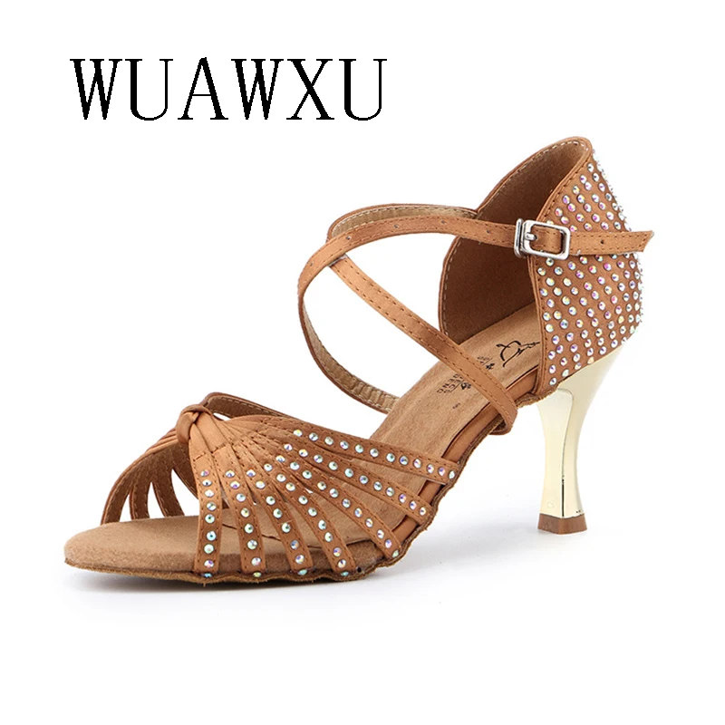 NATASHA2023 Latin Dance Shoes Adult Women's National Standard Diamond Inlaid Dance Shoes Soft Sole American Latin Dance Shoes Ta