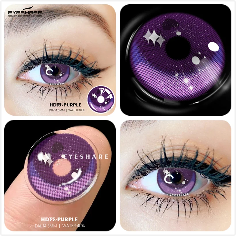 Vibrant Purple Anime Cosplay Contact Lenses - 2pcs for Halloween & Makeup Transformation