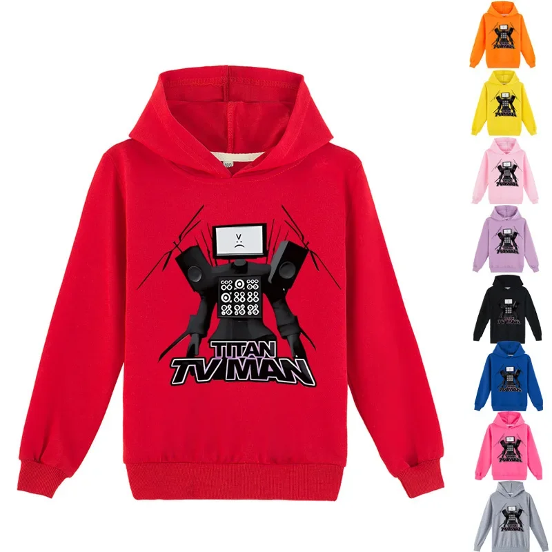 

2023 Children's Clothing Monitor Toilet Man Printed Casual Hoodie Sweatshirt Men's and Women's Clothing