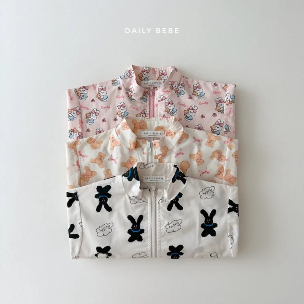 Description Picture 2 of item2025 Summer New Baby Cute Cartoon Print Coat Long Sleeve Infant Girl Sunscreen Jacket Kids Boys Zipper Coat Children Clothes