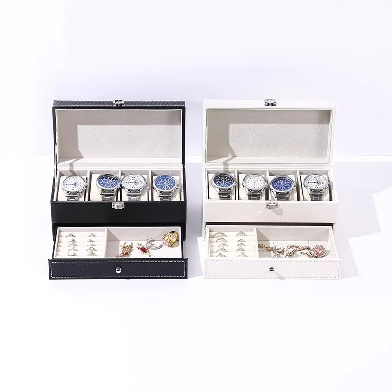 12-Slot PU Leather Lockable Watch Storage Box with Two-Tier Organizer, Secure Jewelry D... - SKU LWSB1516 - UGI Packaging