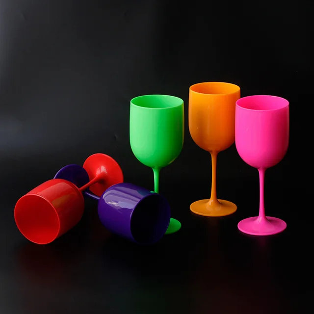 Lote de 5 copas de plástico Multicolor para champán, Copas de