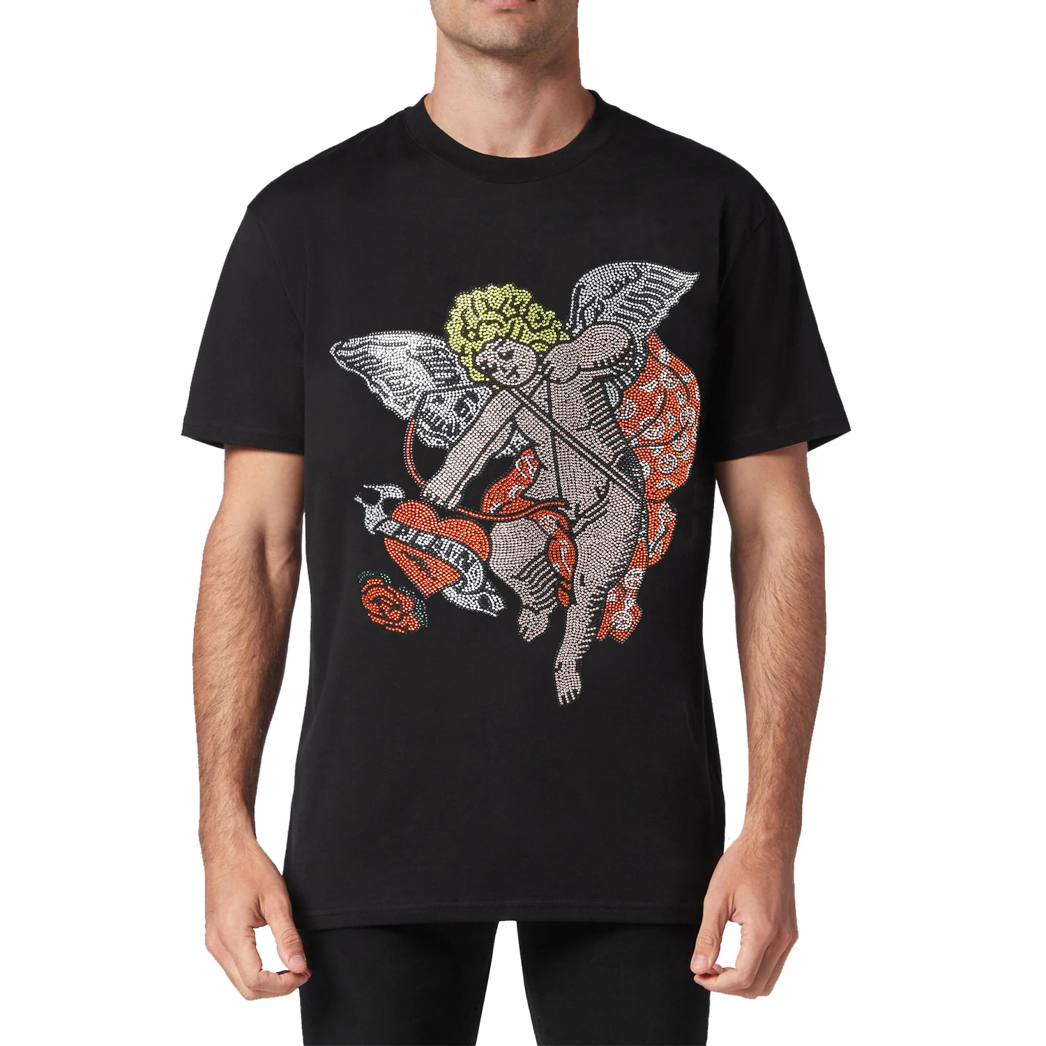 

PLEIN BEAR Men's JERSEY T-SHIRT SS LOVE Classic T-shirt with Crystals 100% Cotton T-shirts Men Tops Comfortable Tees 937