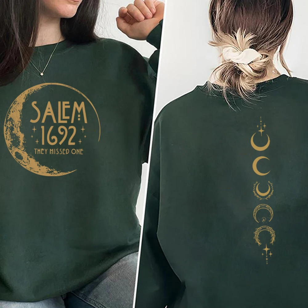 Retro Salem 1692 Sweatshirt Salem They Missed One Crewneck Shirt Vintage Halloween Hoodie Salem Massachusetts Long Sleeves Tops 5