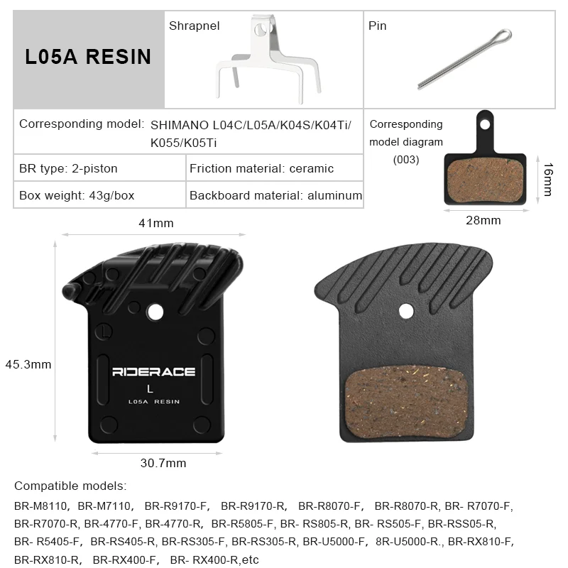 Pastiglie Freni Shimano Ultegra Pastiglie Freno Shimano L05a