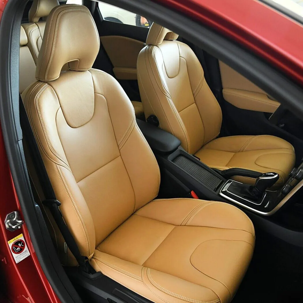 Volvo V40 2012 2013 2014 2015 2016 2017 2018 2019 2020 풀 세트 나파 가죽 맞춤형 카시트 커버 인테리어 액세서리