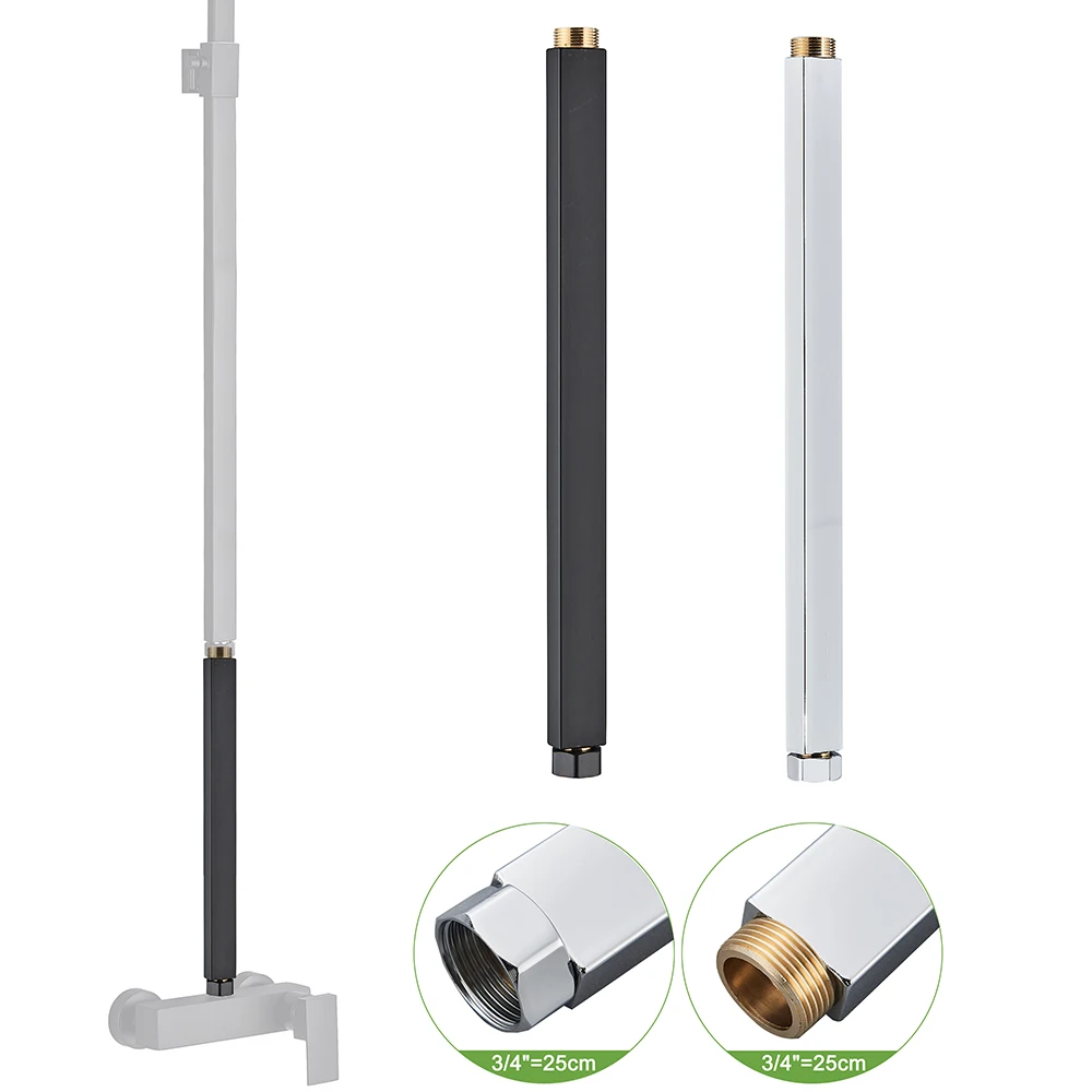 Shower Pipe Extension Square For Shower Faucet Chrome/Matte Black 40-90cm Tube-Bar