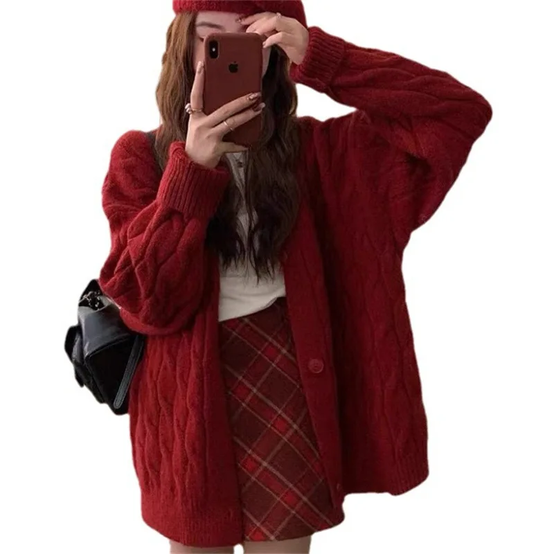 Women Knitted Sweater Autumn Winter Cardigan