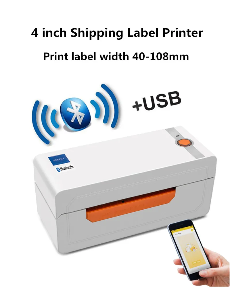 Upgraded 4 "Shipping Label Express Waybill Commodity Price Sticker 48-108mm USB Bluetooth Thermal Barcode Printer With Bracket mini photo printer canon