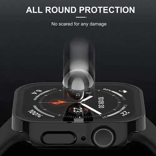 Glass+Case For Apple Watch 42 46mm 45mm 41 49 44mm 40 mm straight edge Screen Protector Cover Case iWatch SE 6 7 8 9 10 11 Ultra - Image 6