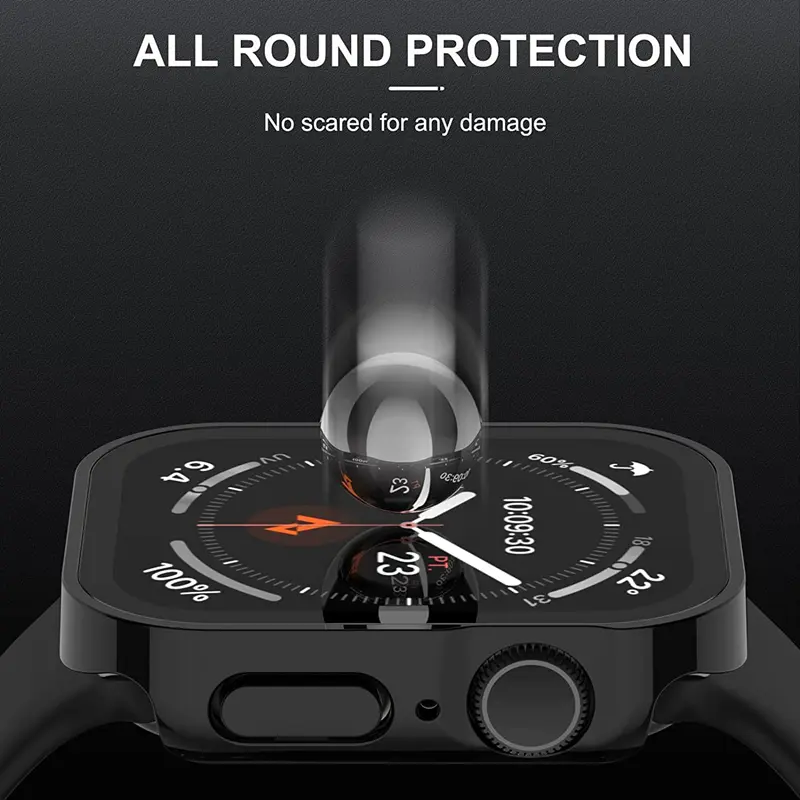 Glass+Case For Apple Watch 42 46mm 45mm 41 49 44mm 40 mm straight edge Screen Protector Cover Case iWatch SE 6 7 8 9 10 11 Ultra - Image 6