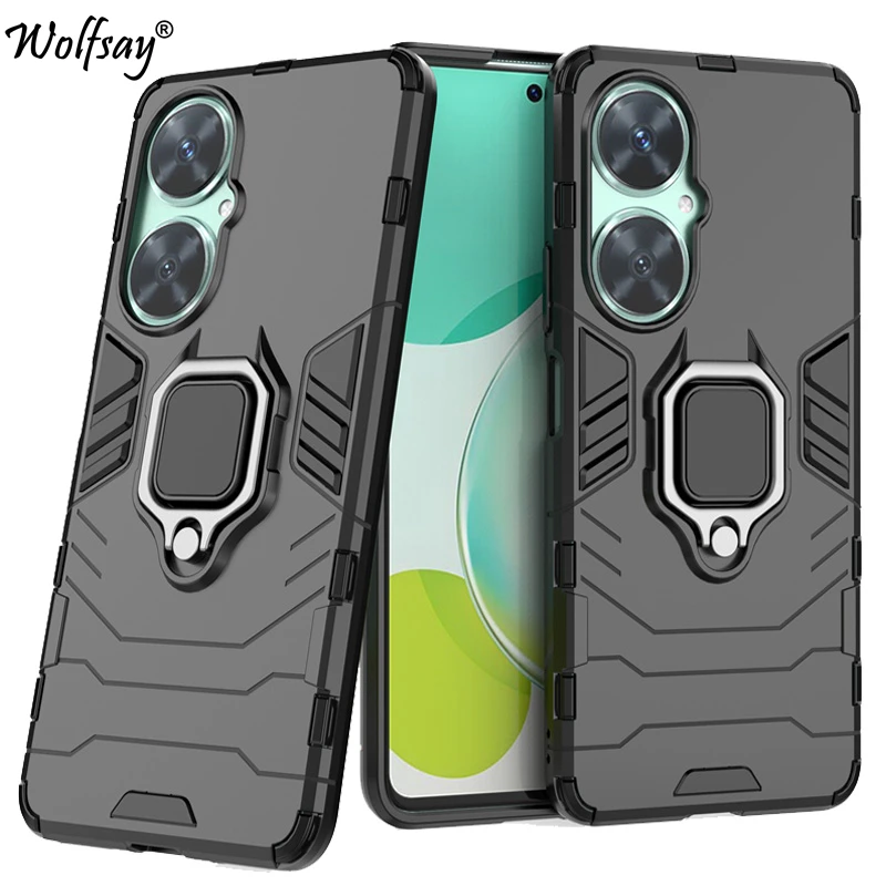BoerHang Cover per Huawei nova 11i, TPU Morbido, Sottile, Antiurto, Supporto ad Anello Rotante a 360 Gradi, Huawei nova 11i Cover.(Nero+Oro